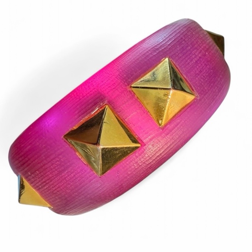 Alexis Bittar Pink Bangle with Gold Pyramid Studs - Picture 6 of 10